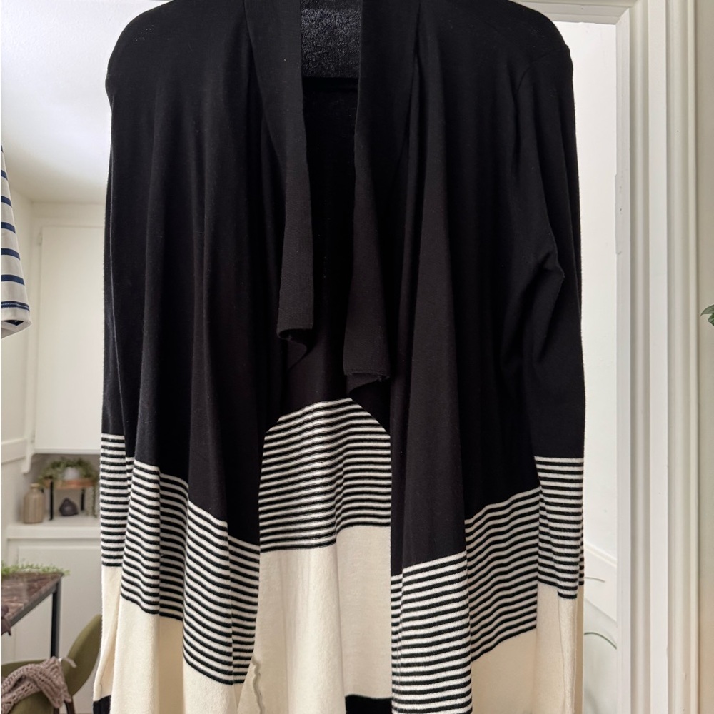 Staccato Black and Cream Striped Cardigan